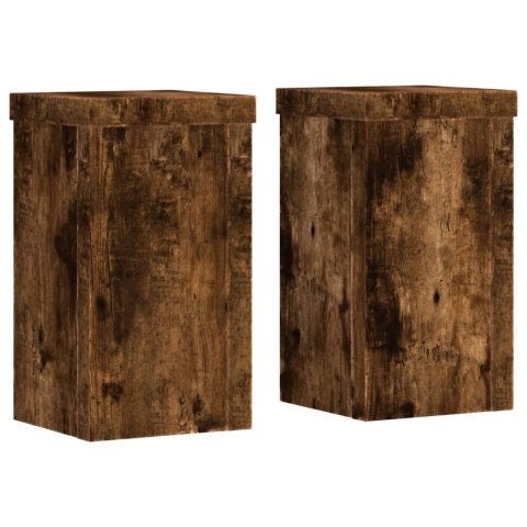 VidaXL Podstawki pod doniczki, 2 szt., przydymiony dąb, 10x10x18 cm VidaXL Podstawki pod doniczki, 2 szt., przydymiony dąb, 10x10x18 cm