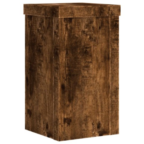 VidaXL Podstawki pod doniczki, 2 szt., przydymiony dąb, 10x10x18 cm VidaXL Podstawki pod doniczki, 2 szt., przydymiony dąb, 10x10x18 cm