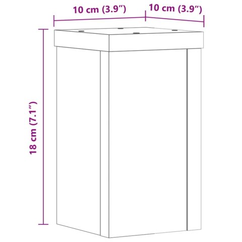VidaXL Podstawki pod doniczki, 2 szt., przydymiony dąb, 10x10x18 cm VidaXL Podstawki pod doniczki, 2 szt., przydymiony dąb, 10x10x18 cm