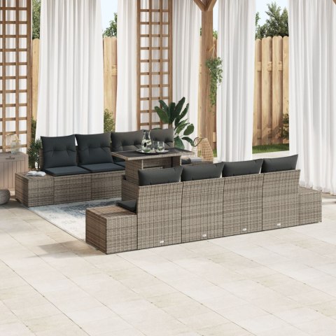 VidaXL Zestaw Sofy Ogrodowej 7 Części Szary Rattan, Metal Meble Ogrodowe