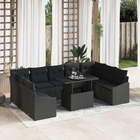 Zestaw Sof Ogrodowych vidaXL Zestaw 10 Czarny Rattan