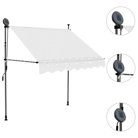 Ręcznie zwijana markiza z LED, 100 cm, kremowa Ręcznie zwijana markiza z LED, 100 cm, kremowa