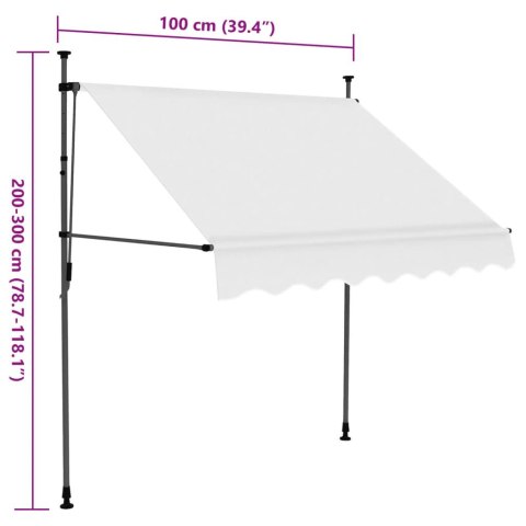 Ręcznie zwijana markiza z LED, 100 cm, kremowa Ręcznie zwijana markiza z LED, 100 cm, kremowa
