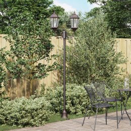 Słup świetlny do ogrodu vidaXL 2-lampowy E27 brązowy 220 cm aluminiowy