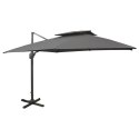  Parasol wiszący z podwójną czaszą, 300x300 cm, antracytowy