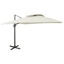  Parasol wiszący z podwójną czaszą, 300x300 cm, piaskowy