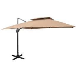  Parasol wiszący z podwójną czaszą, 300x300 cm, taupe