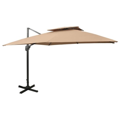  Parasol wiszący z podwójną czaszą, 300x300 cm, taupe