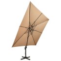  Parasol wiszący z podwójną czaszą, 300x300 cm, taupe