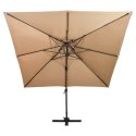  Parasol wiszący z podwójną czaszą, 300x300 cm, taupe