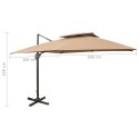  Parasol wiszący z podwójną czaszą, 300x300 cm, taupe