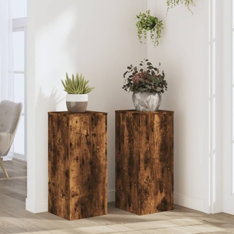 VidaXL Podstawki pod doniczki, 2 szt., przydymiony dąb, 30x30x70 cm VidaXL Podstawki pod doniczki, 2 szt., przydymiony dąb, 30x30x70 cm