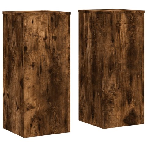 VidaXL Podstawki pod doniczki, 2 szt., przydymiony dąb, 30x30x70 cm VidaXL Podstawki pod doniczki, 2 szt., przydymiony dąb, 30x30x70 cm