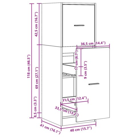 VidaXL Szafka apteczna, stare drewno, 40x41x118 cm VidaXL Szafka apteczna, stare drewno, 40x41x118 cm
