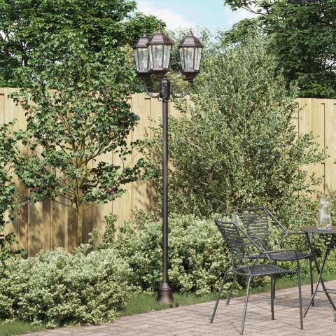 Słup ogrodowy vidaXL 3-lampowy E27 brązowy 220 cm aluminium