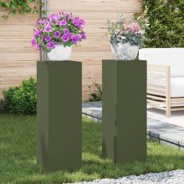 VidaXL Oliwkowe stojaki na rośliny Pillar 2 szt. 24x24x75 cm Stal