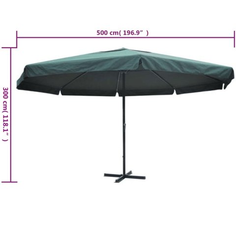 Parasol z aluminium, 500 cm, zielony Parasol z aluminium, 500 cm, zielony