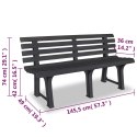 VidaXL Ławka ogrodowa, 145,5 cm, plastik, antracytowa