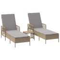 VidaXL Zestaw leżaków 3 szt. Beżowy Rattan PE, metal Składany