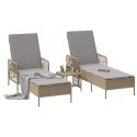 VidaXL Zestaw leżaków 3 szt. Beżowy Rattan PE, metal Składany