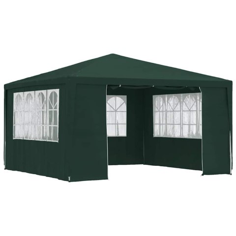 VidaXL Namiot imprezowy ze ściankami, 4x4 m, zielony, 90 g/m²