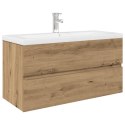 VidaXL Szafka pod umywalkę z wbudowaną umywalką i baterią dąb artisan