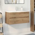 VidaXL Szafka pod umywalkę z wbudowaną umywalką i baterią dąb artisan