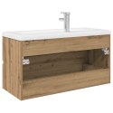 VidaXL Szafka pod umywalkę z wbudowaną umywalką i baterią dąb artisan