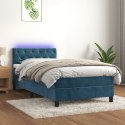 VidaXL Łóżko kontynentalne, materac i LED, niebieski aksamit 80x200 cm