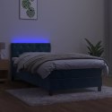 VidaXL Łóżko kontynentalne, materac i LED, niebieski aksamit 80x200 cm