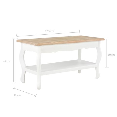 VidaXL Stolik kawowy, biało-brązowy 87,5x42x44 cm, lite drewno sosnowe VidaXL Stolik kawowy, biało-brązowy 87,5x42x44 cm, lite drewno sosnowe