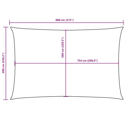VidaXL Prostokątny żagiel ogrodowy, tkanina Oxford, 6x8 m, czarny VidaXL Prostokątny żagiel ogrodowy, tkanina Oxford, 6x8 m, czarny