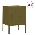 VidaXL Szafki nocne, 2 szt., oliwkowe, 35x35x51 cm, stalowe