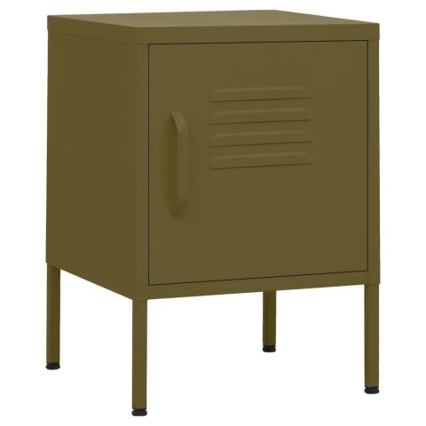 VidaXL Szafki nocne, 2 szt., oliwkowe, 35x35x51 cm, stalowe VidaXL Szafki nocne, 2 szt., oliwkowe, 35x35x51 cm, stalowe