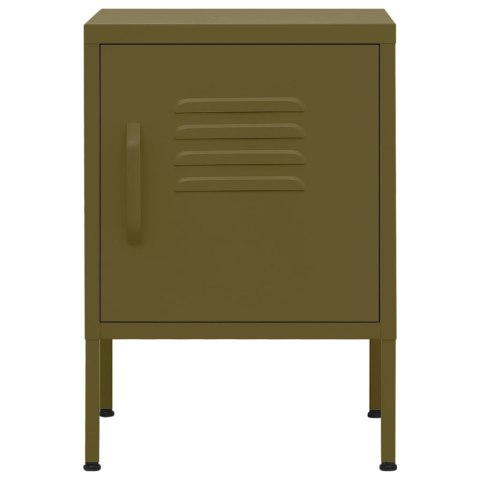 VidaXL Szafki nocne, 2 szt., oliwkowe, 35x35x51 cm, stalowe VidaXL Szafki nocne, 2 szt., oliwkowe, 35x35x51 cm, stalowe