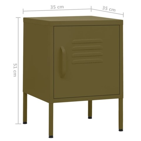 VidaXL Szafki nocne, 2 szt., oliwkowe, 35x35x51 cm, stalowe VidaXL Szafki nocne, 2 szt., oliwkowe, 35x35x51 cm, stalowe