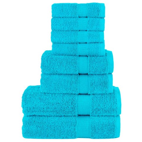 VidaXL 8-cz. zestaw ręczników premium SOLUND, turkusowy, 600 g/cm²
