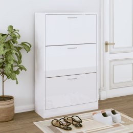 VidaXL Szafa na buty, wysoki połysk, biała, 63x24x103 cm