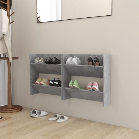 VidaXL Półki ścienne na buty 2 szt., szare, 60x18x60 cm, płyta wiórowa