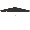 Czarny leżak ogrodowy vidaXL z lampkami LED ø395x245 cm