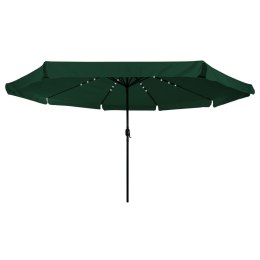 Parasol ogrodowy vidaXL z lampkami LED Ø395x245 cm Zielony