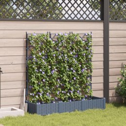 VidaXL Donica ogrodowa z trellem 3 szt Jasnoszara 120x40x125.5 cm