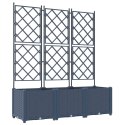 VidaXL Donica ogrodowa z trellisem 3 szt. Szary 120x40x143 cm