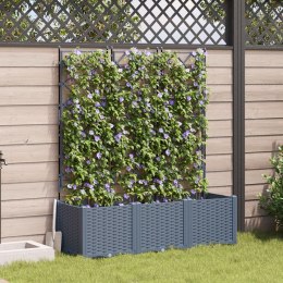VidaXL Donica ogrodowa z trellisem 3 szt jasnoszara 120x40x143 cm