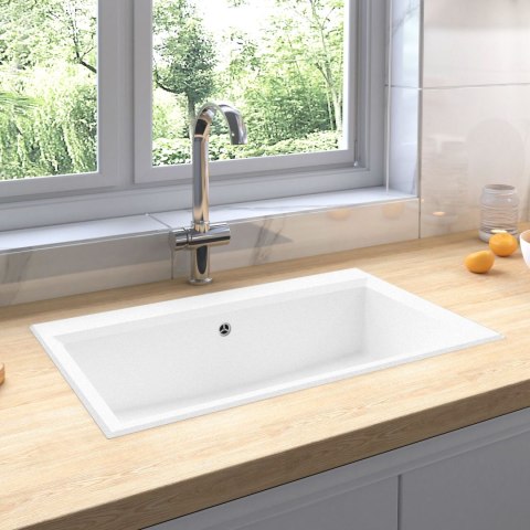 VidaXL Zlew kuchenny Biały 790x500x193 mm Granit
