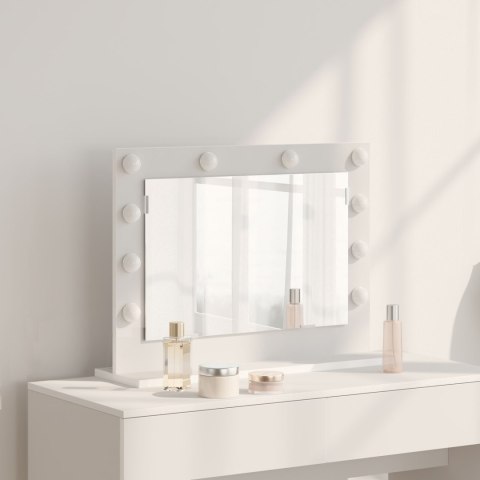  Lustro toaletowe z lampkami LED Białe 60x45x18 cm