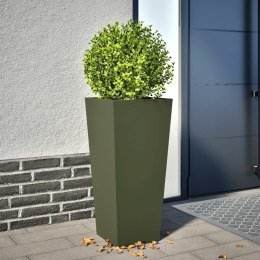 VidaXL Donica ogrodowa, oliwkowozielona, 35x35x75 cm, stalowa