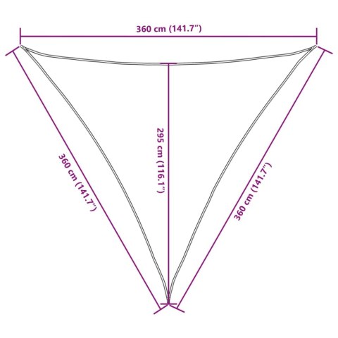 VidaXL Trójkątny żagiel ogrodowy, tkanina Oxford, 3,6x3,6x3,6 m, taupe VidaXL Trójkątny żagiel ogrodowy, tkanina Oxford, 3,6x3,6x3,6 m, taupe