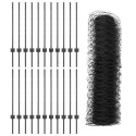 Słupki ogrodzeniowe vidaXL 11 szt. U-Channel Szary 80 cm Stal, Ogrodzenie sześciokątne vidaXL Szary 0.8x50 m Stal