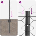 Słupki ogrodzeniowe vidaXL 11 szt. U-Channel Szary 80 cm Stal, Ogrodzenie sześciokątne vidaXL Szary 0.8x50 m Stal
